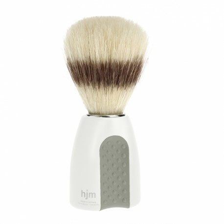 Blaireau de rasage blanc et gris en pure soie par hjm